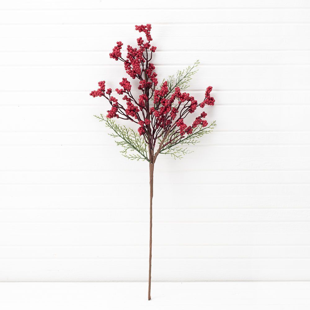 736/9127-15 Ветка с мелкими красными ягодами h-60см_3