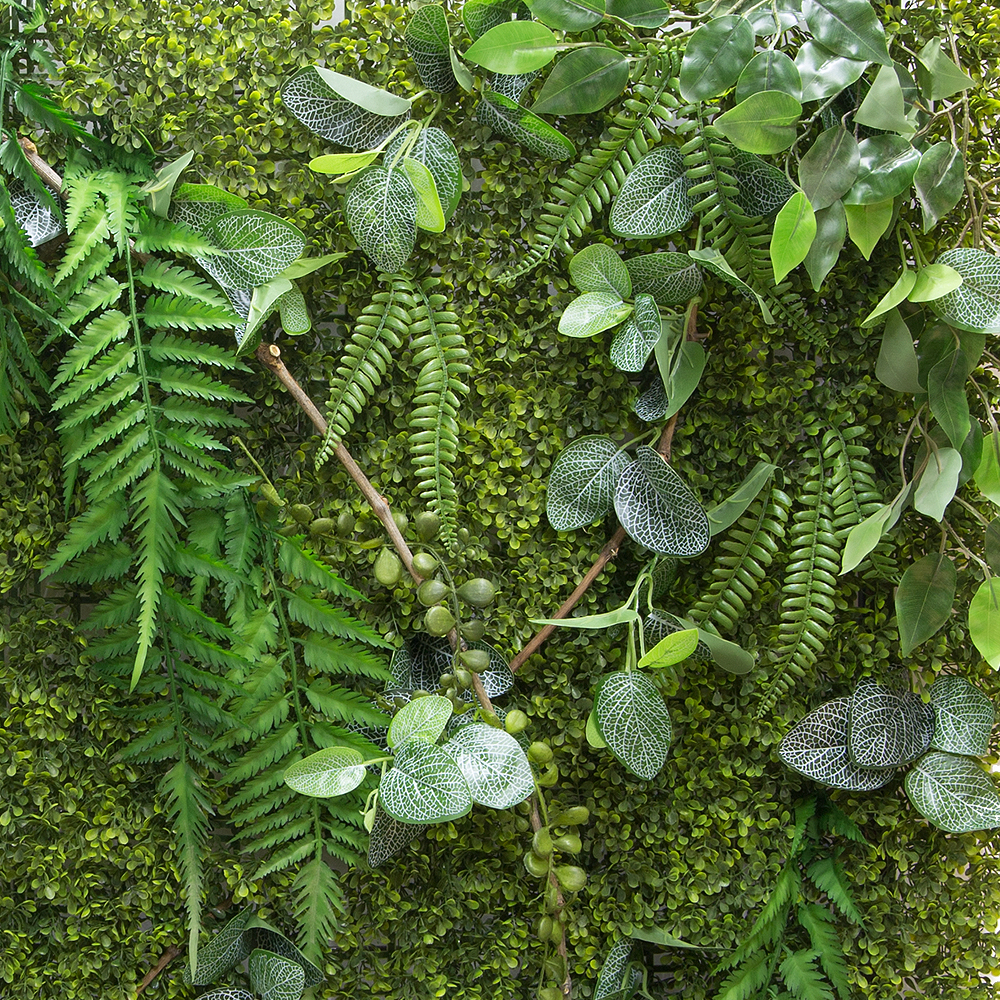Фитостена 126 Самшит с папоротником на металлической сетке 1кв.м_2