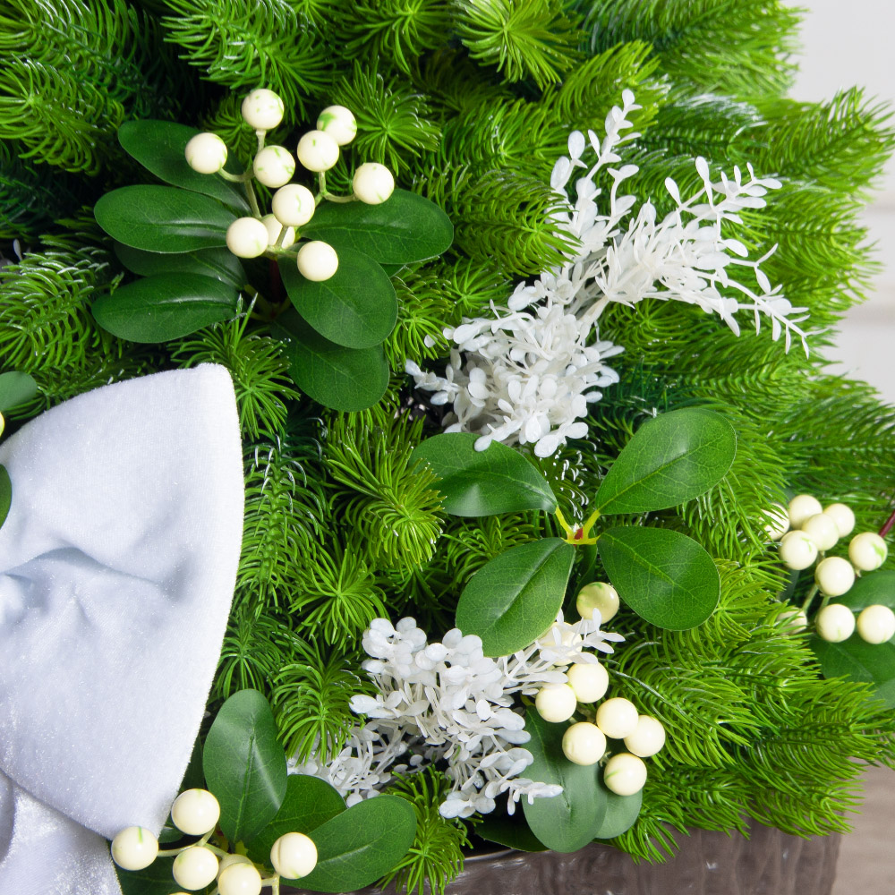 080/289-1(Пр)(Fix)(F) Ель искусственная h80см с белым декором на основании_6