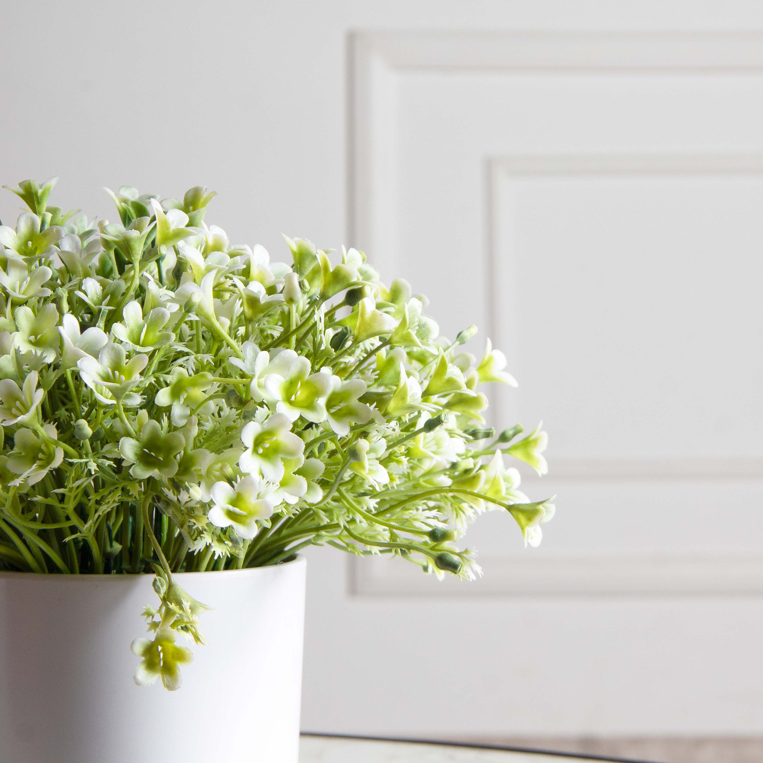 КС/О40-1(F) Кампанула искусственная h18см в кашпо, белая_4