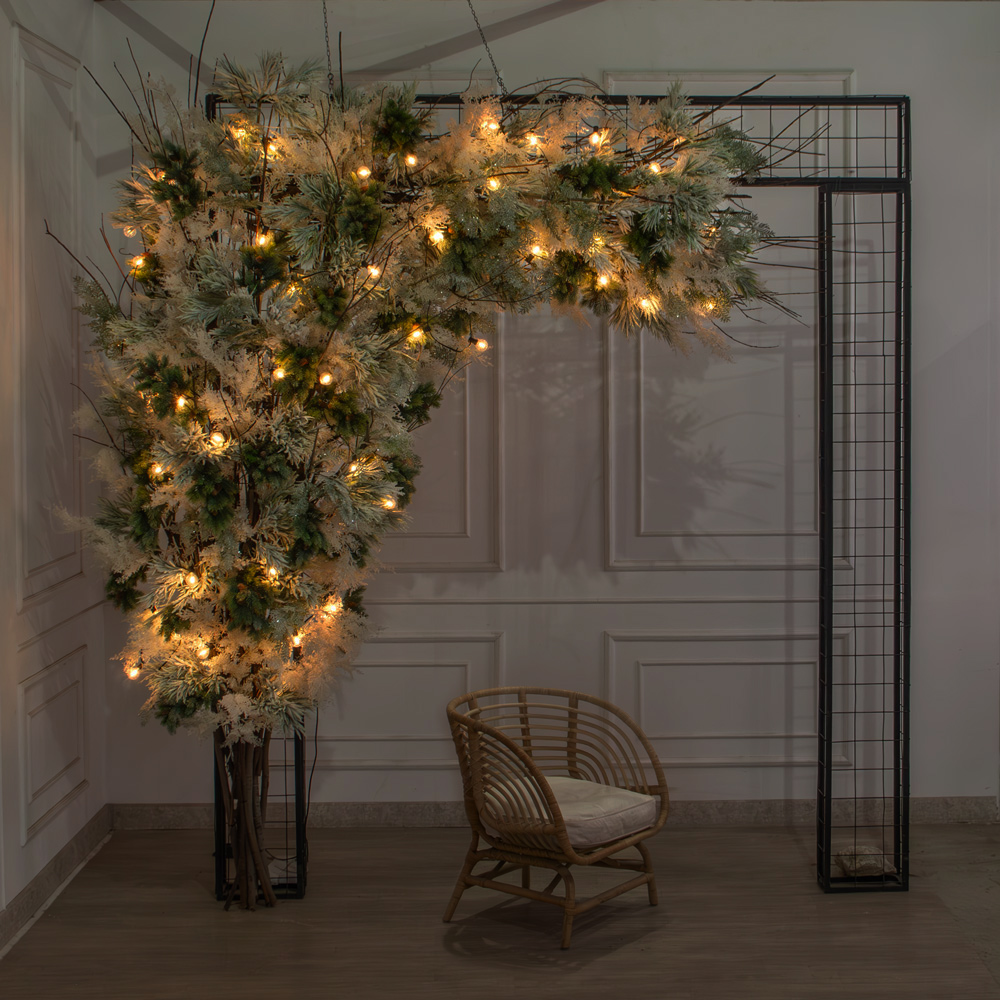 ДЛ181/СВ04(Пр)(Fix)(F)Декор вход.группы h300см н/прутьях, прист.с ретро-гирляндой,бело-сизый_4