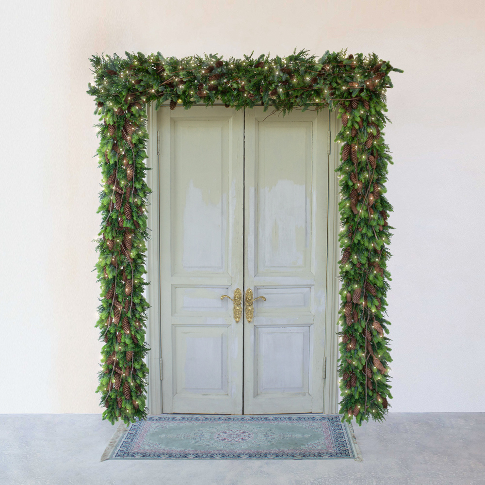 Л89 Гирлянда искусственная НГ хвойная с натуральным декором на сетке L100см_31