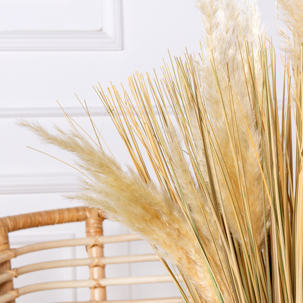 ТД106-4/1(з) Трава Осока искусственная h30см с пампасной травой в кашпо d11см_1