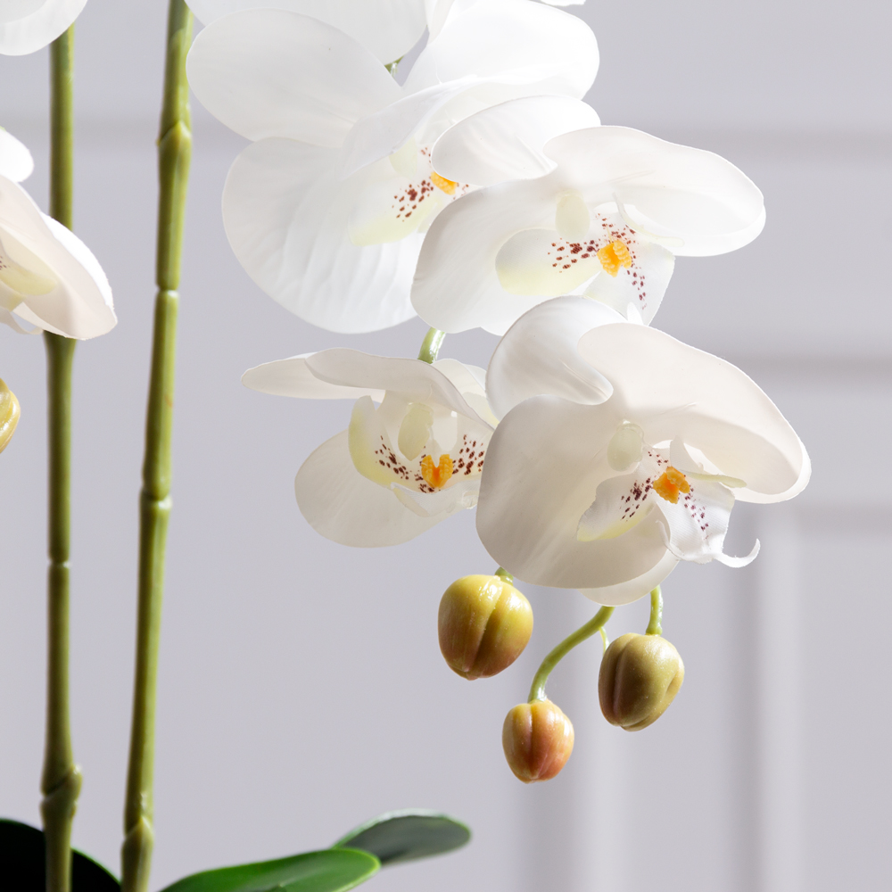 ЦИ60*2/33(з)(F) Орхидея искусственная h60см в кашпо, белая_2