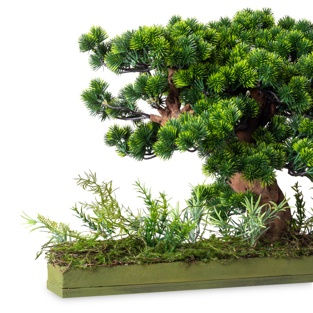 БС040/2К-1(з) Бонсай искусственный Сосна h40см, d кроны 40х65см на основании 71х10см_2