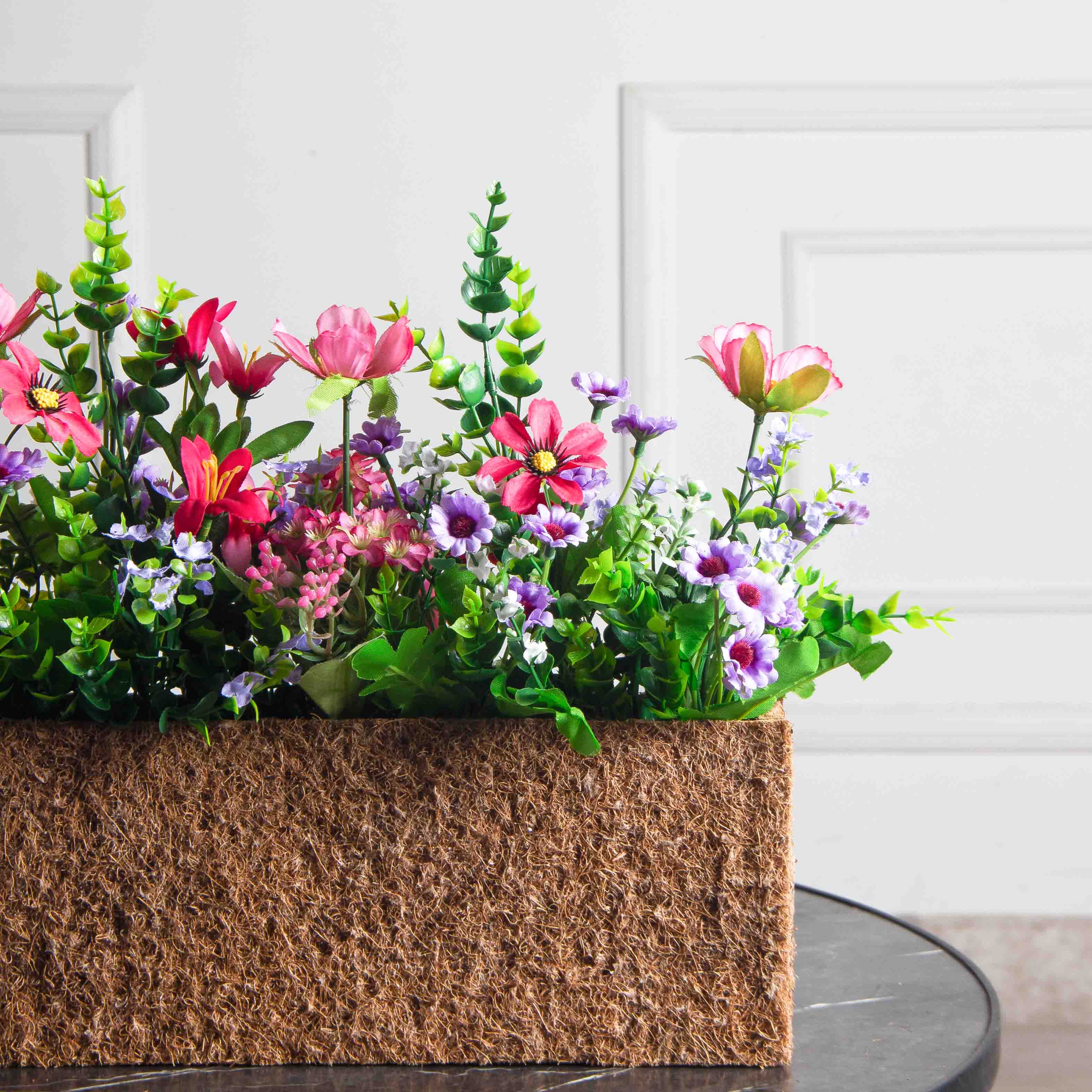 Ц427-1/3(з)(F) Композиция искусств. Цветочный микс с Колокольчиками в кокос. боксе 55,5х7,5х12см_7