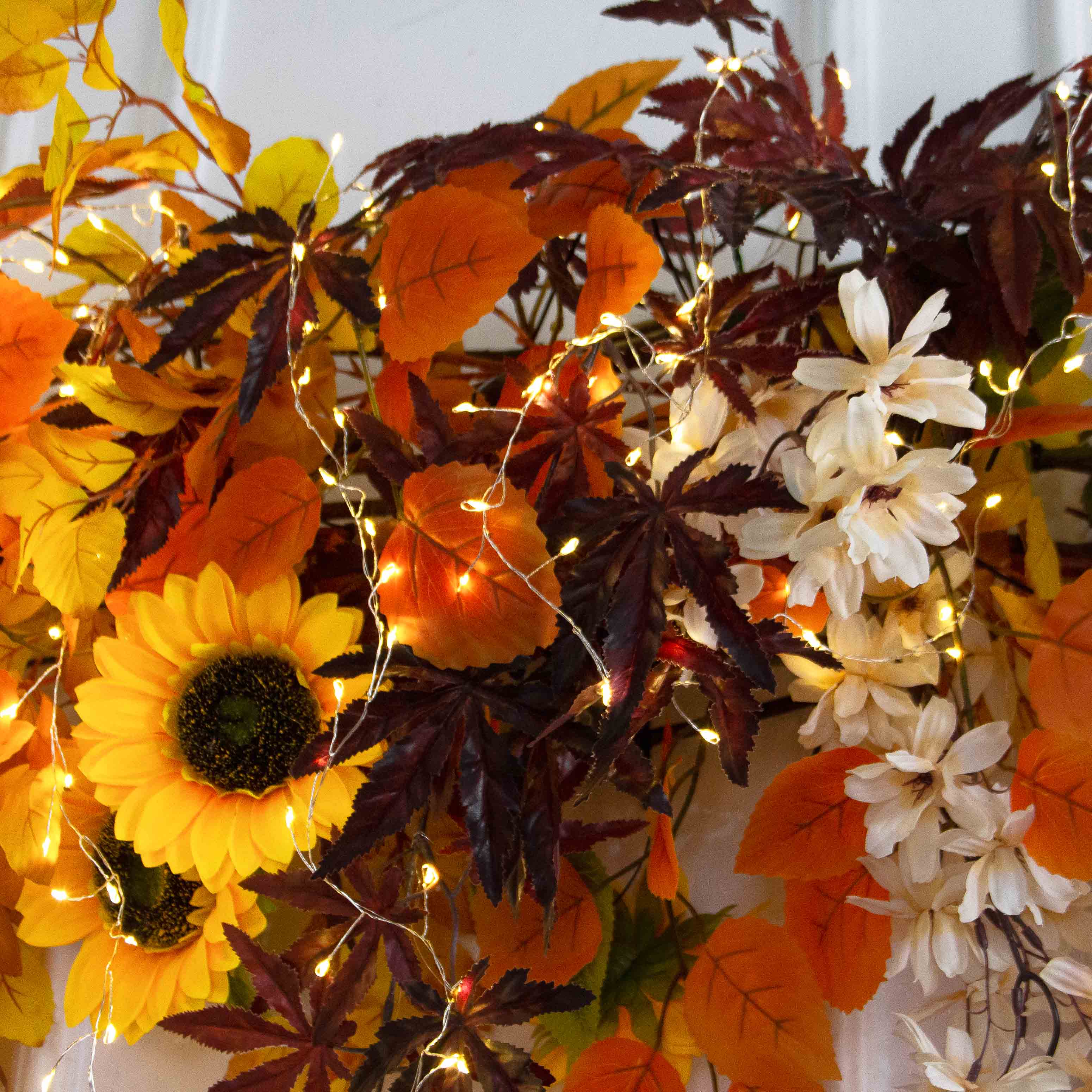 Л171/СВ03(Пр)(F) Лиана искусственная с подсолнухами и гирляндой Роса L100см_4