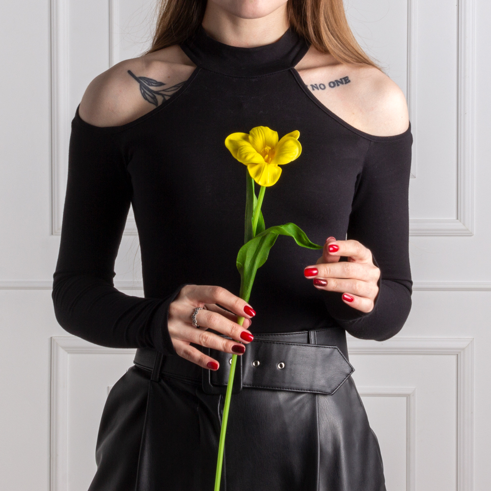 7141А/0443-02/3Р Тюльпан распустившийся искусственный d8см, h50см, желтый_4