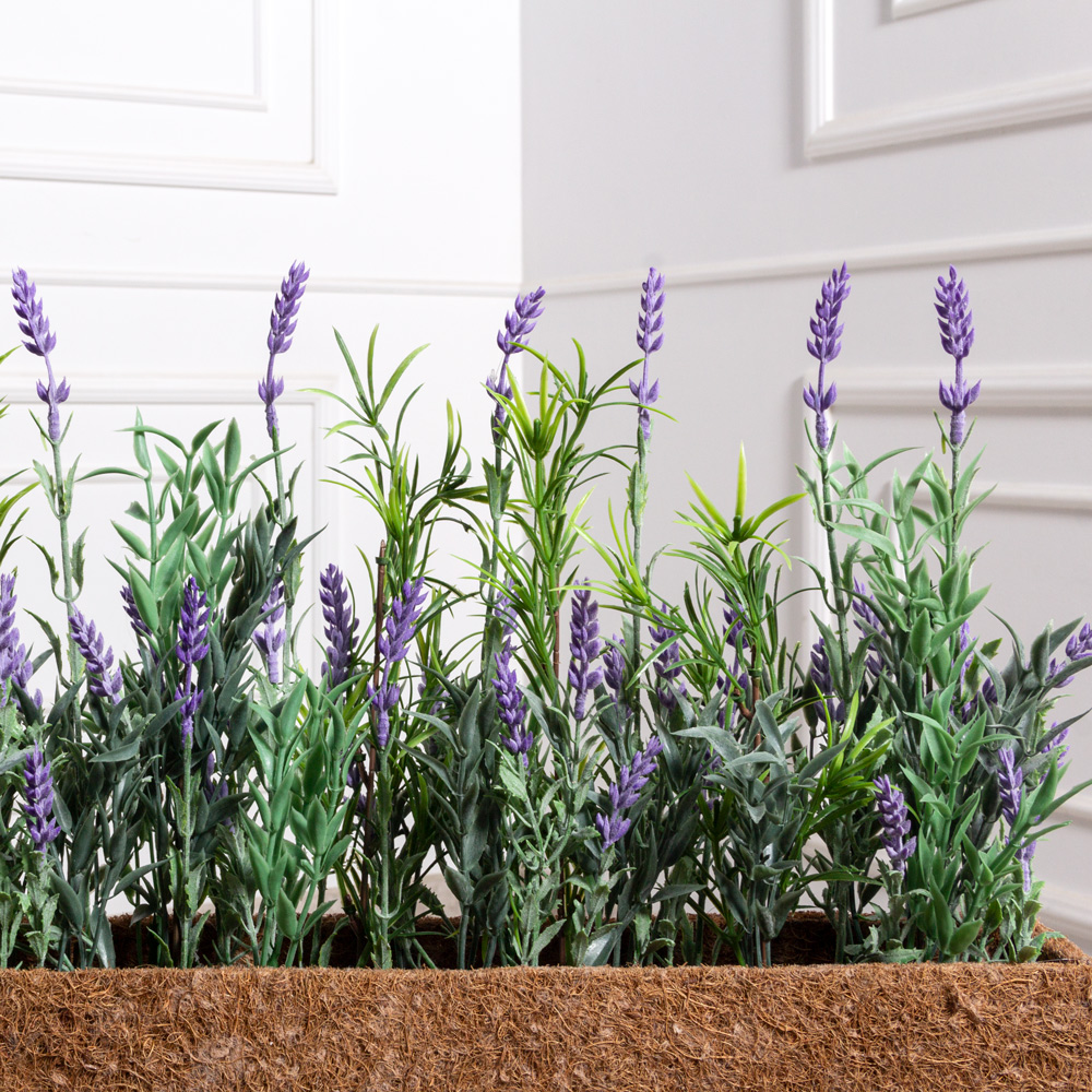 ТД026-4(з)(F) Лаванда искусственная h20см в кокосовом боксе 55,5х7,5хh12см_24