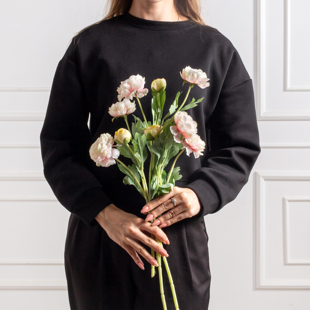 7141А/9149-09/1(F) Ранункулюс искусственный h50см, 2головы, 1бутон, розовый_2