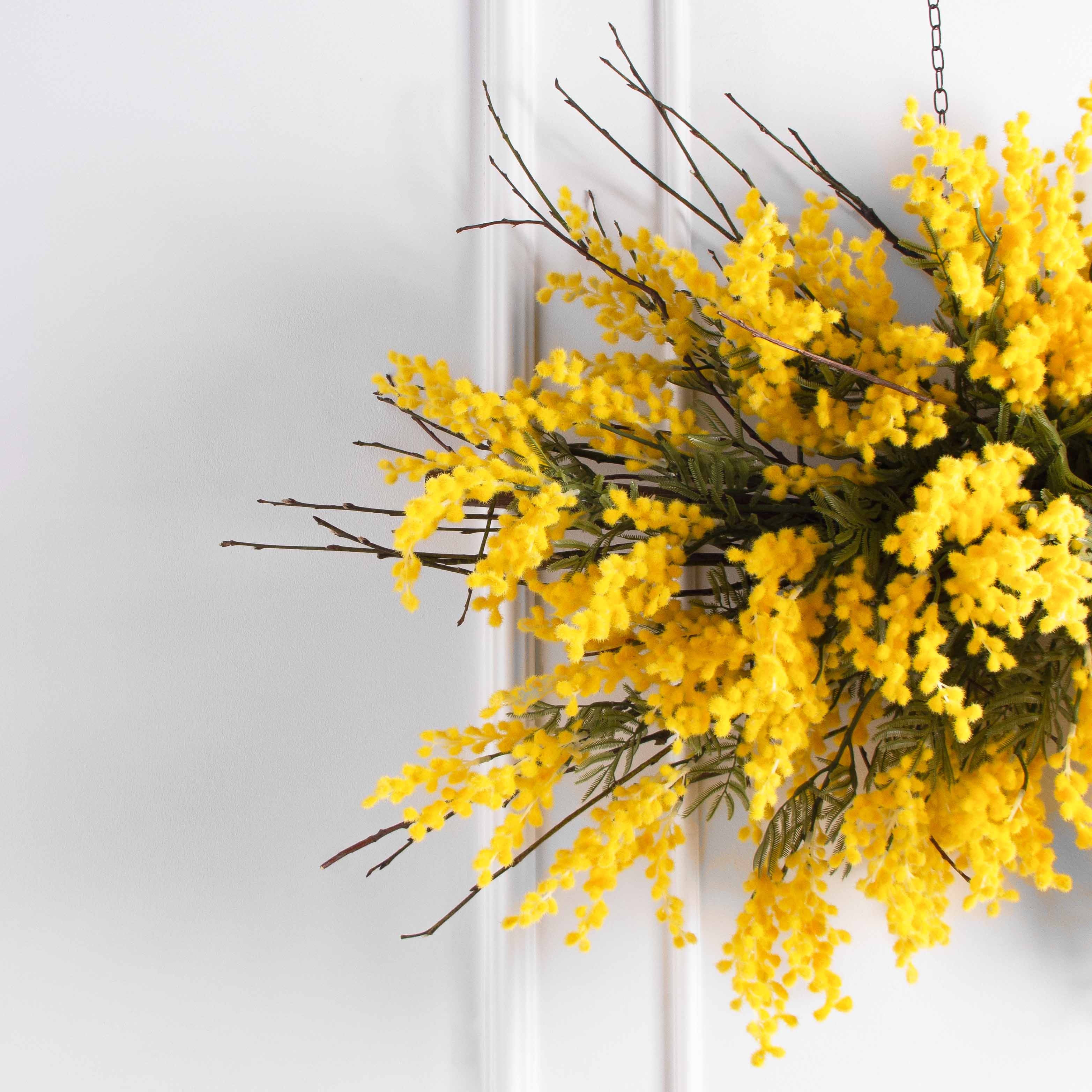 ДЛ/РН/43(Пр)(F) Декор входной группы весенний с мимозой L100см на прутьях, пристенный_2