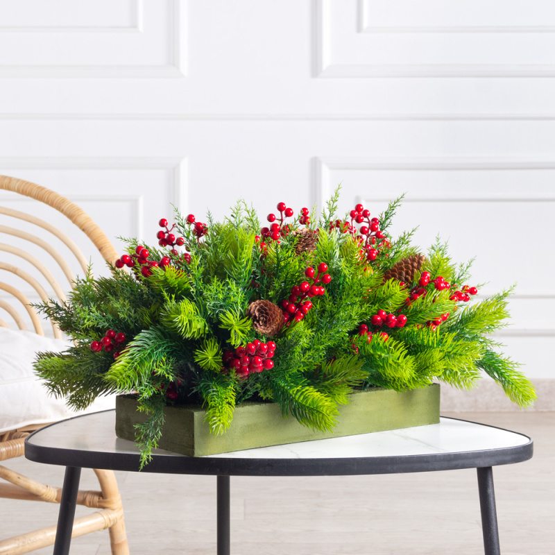 КНг57(з)(F) Композиция НГ искусственная с ягодами на вставке 38х16х5см