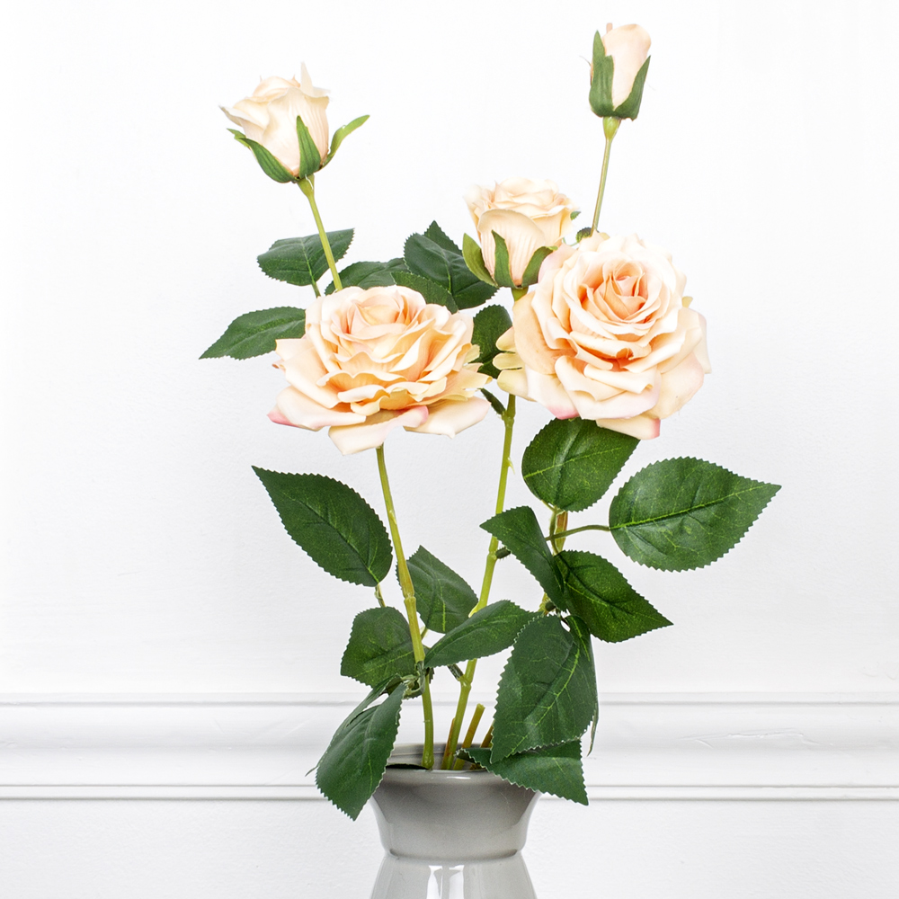 7141/9120-19/13Р Роза искусственная ветка 2 головы d9см, 3 бутона, h80см, персик._1