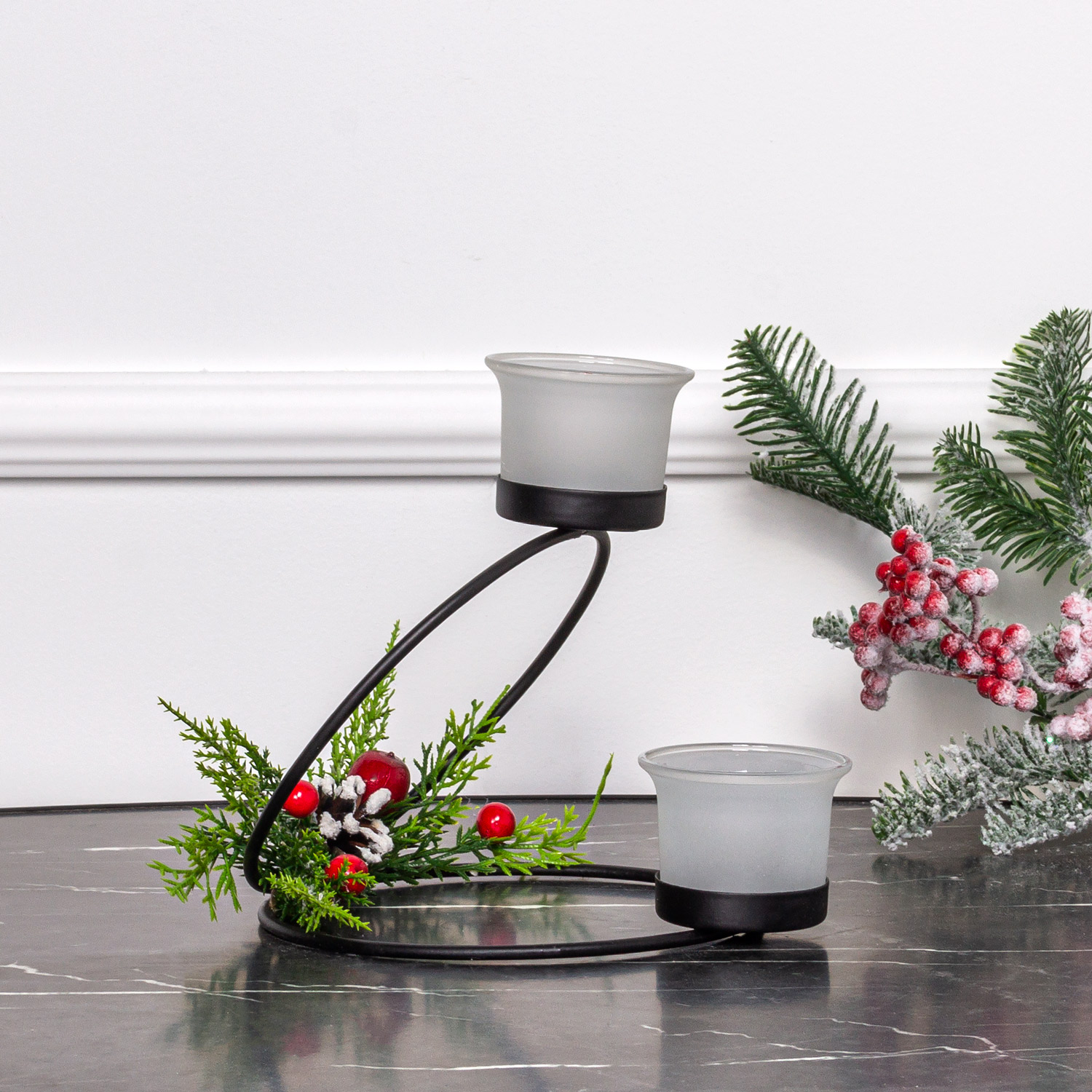 808/025-2/2(Sale) Подсвечник металл+стекло* 2св (20*20*h19см), черный_1