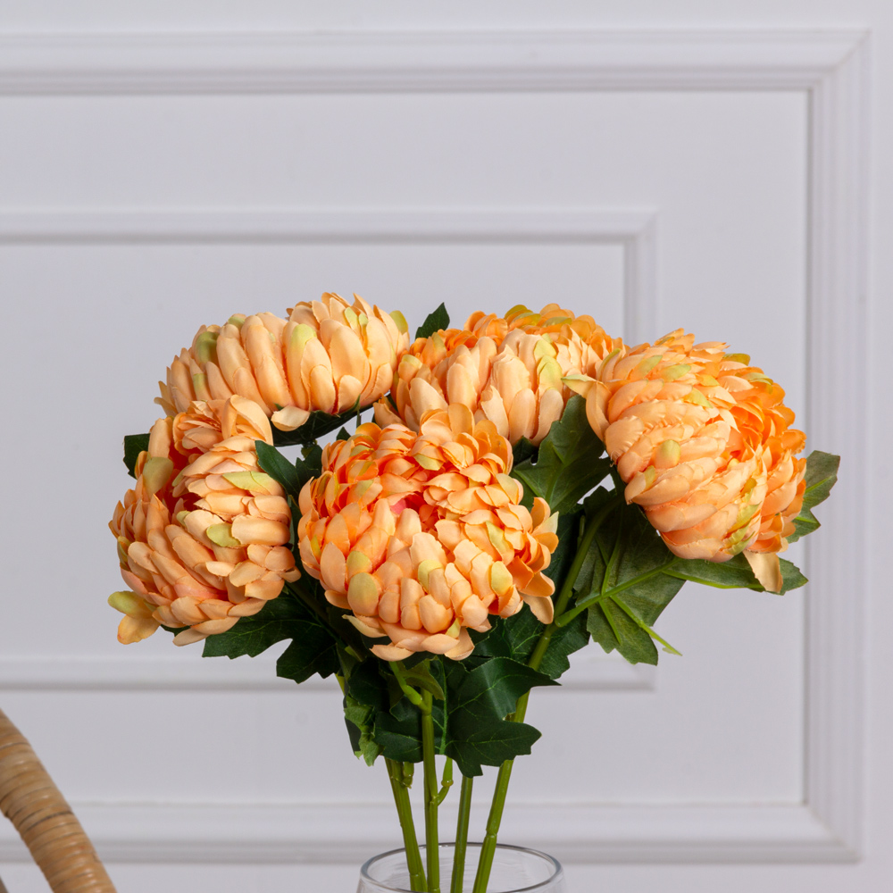 7141А/0443-19/13 Хризантема искусственная 1 голова d11см, h47см, персик._1
