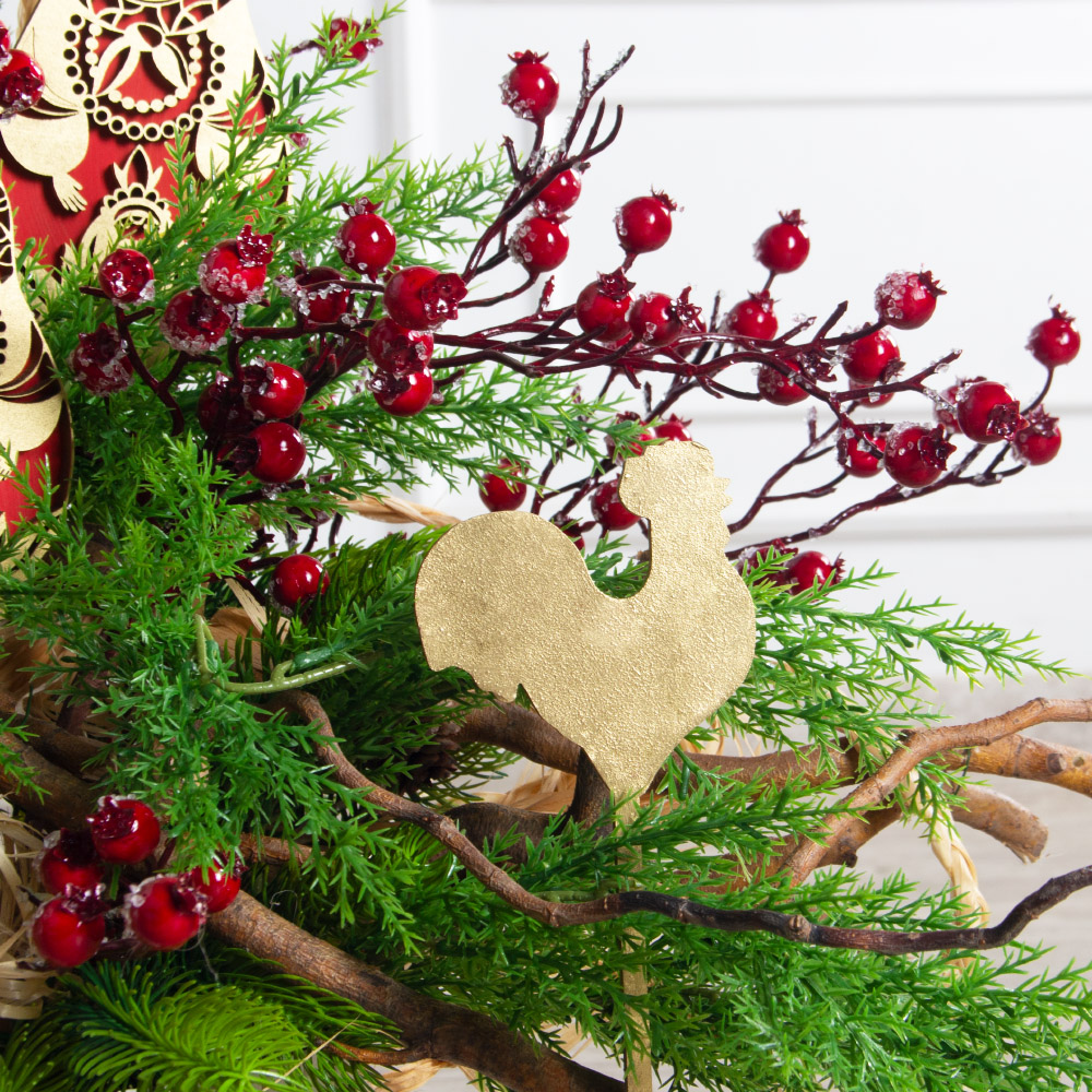 К567(Пр)(F) Композиция искусственная НГ интерьерная в русском стиле, на основании_4