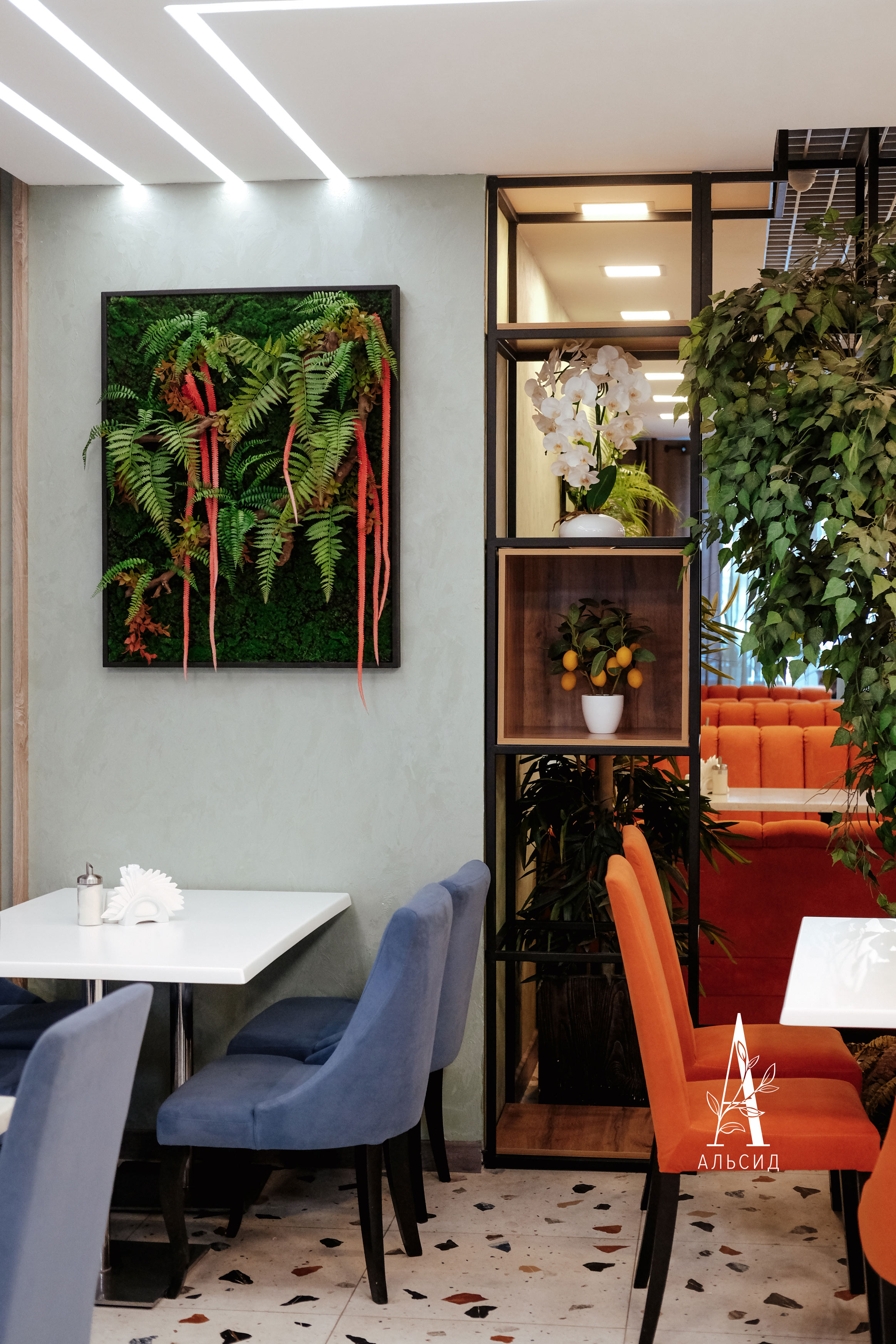 ФК26 Фитокартина искусственная с папоротником в деревянной раме 80хh100см_3