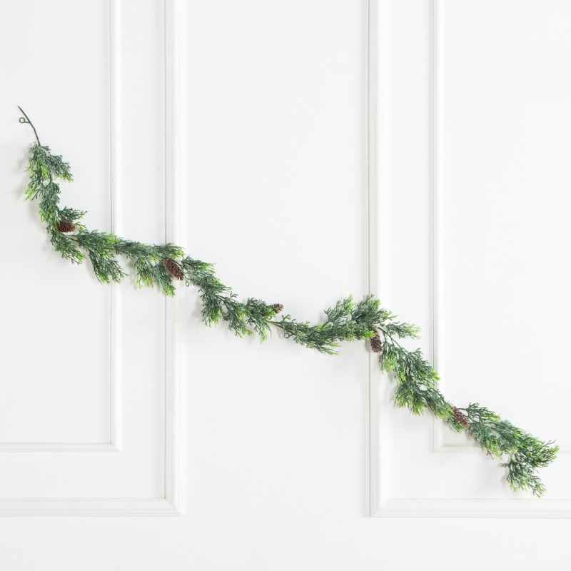 736А/9271-0166(Чп)(F) Гирлянда туя Нг с шишками и блёстками h150см_1