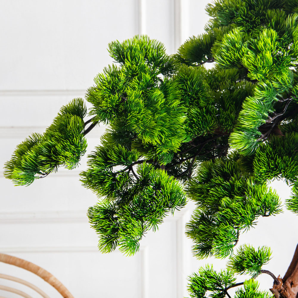 БС150/ОС/30-8(з)(Пр)(F) Бонсай искусственный Сосна h150см в деревянном ящике 25х25х12см_4