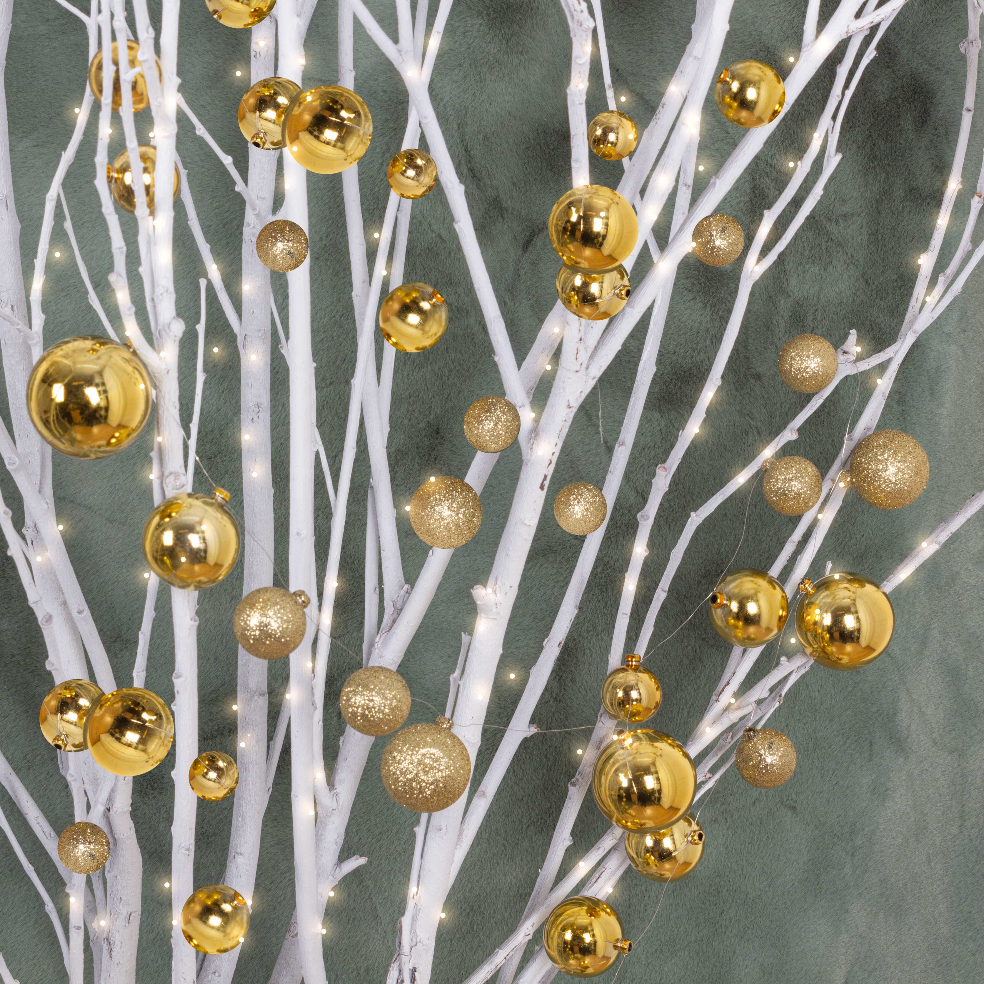 Л90-1 Гирлянда искусственная из новогодних шаров L100см, золото_2