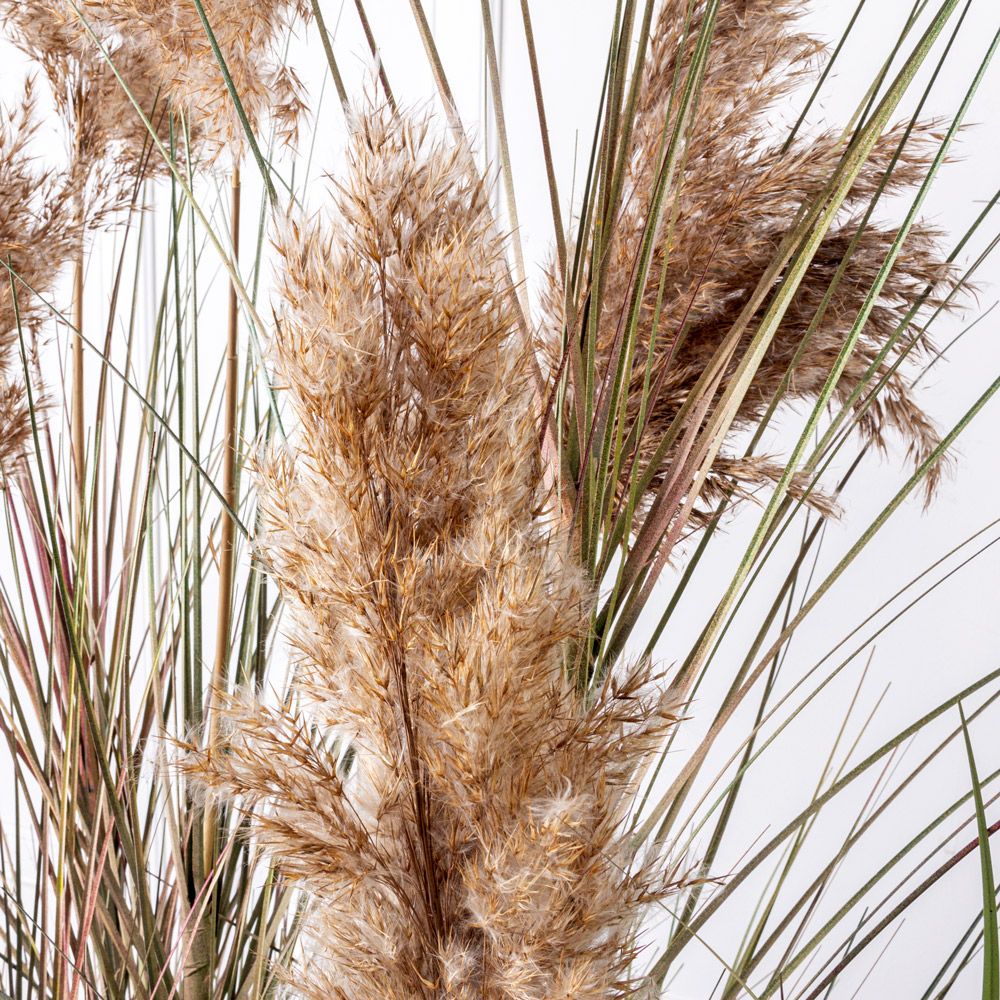 ТД100(Promo) Трава Осока искусственная с камышом в кокосовом боксе 86х32хh30см_4