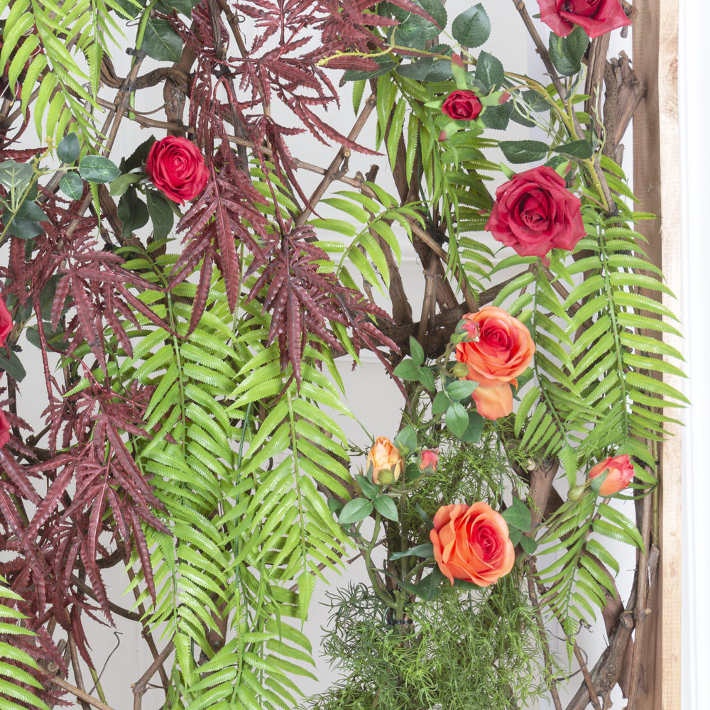 Ш180/60-2(з) Ширма декоративная искусственная цветочная в раме 140хh180см, бордо _3