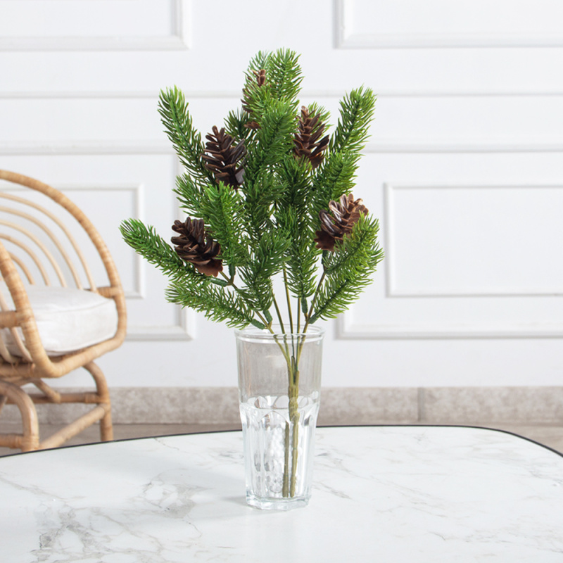 736А/9271-1009(F) Ветка еловая с шишками h33см(25+8см) 5веток,5шишек_1