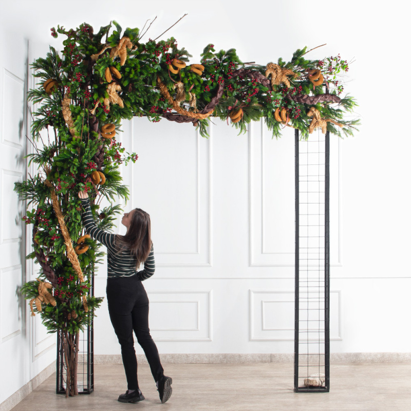 ДЛ193-1(Пр)(Fix)(F) Декор вход.группы h330 н/прутьях,прист.с гир.Роса в русском стиле,беж-корич._1