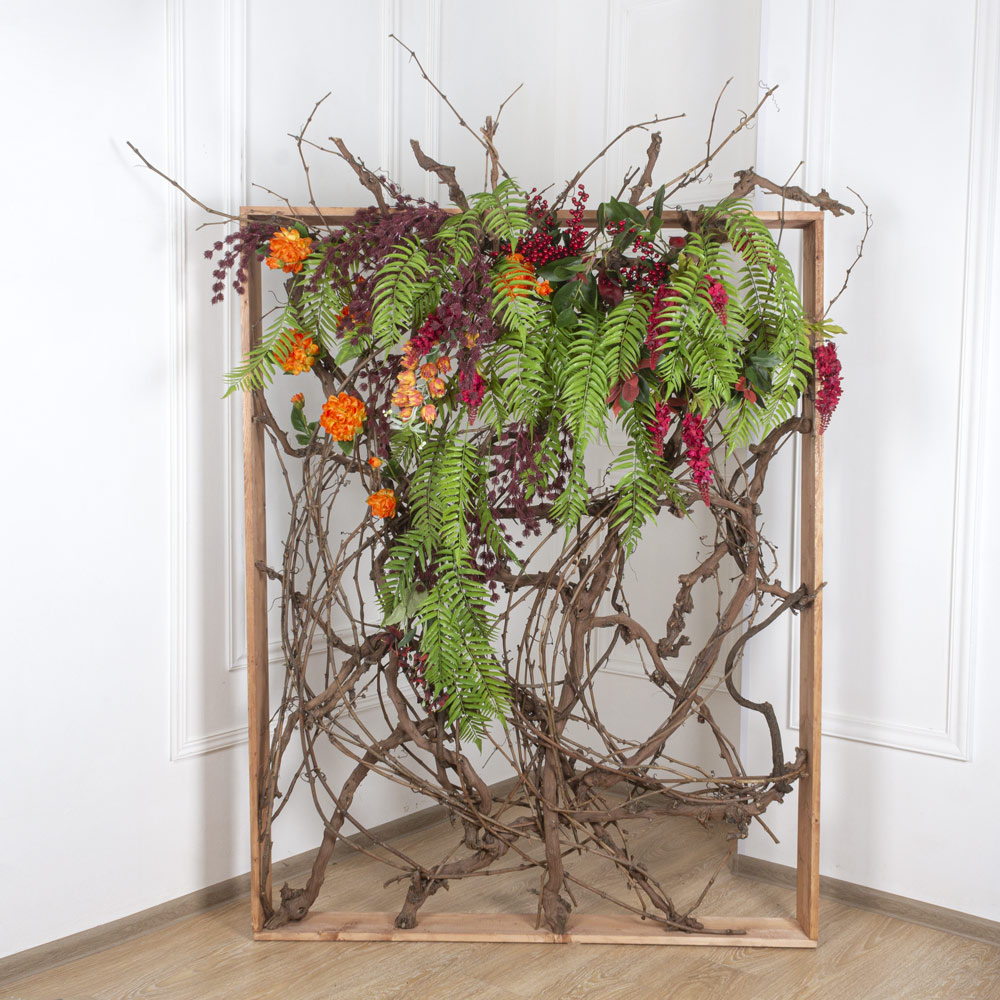 Ш180/60-3(з) Ширма декоративная искусственная цветочная в раме 140хh180см, бордо _6