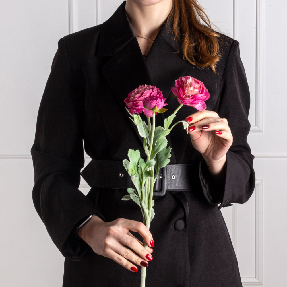 7141А/0443-17/7Р Ранункулюс искусственный 2 головы, 1 бутон h50см, цикламен_4