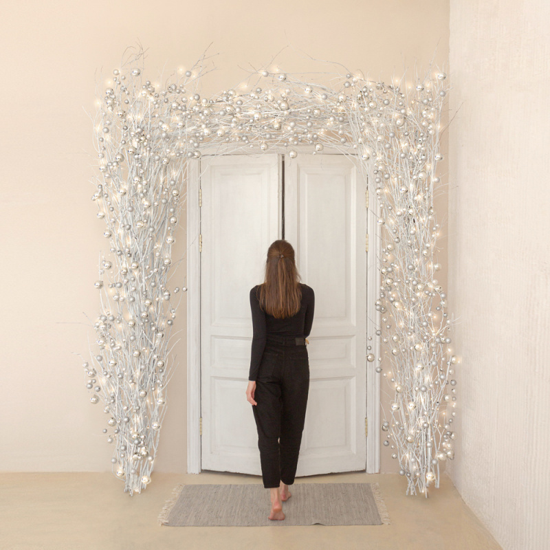 Л85-2 Лиана искусственная зимняя с шарами L100см, серебро_1