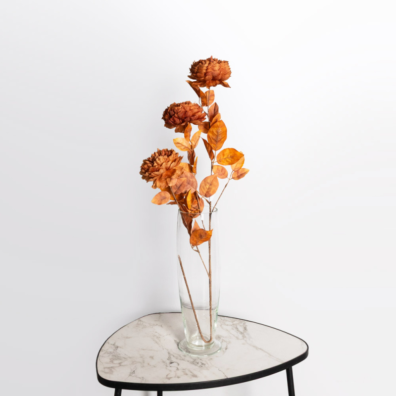 7141/А27120-38/33(F) Пион искусственный 3 головы h105см, рыжий_1