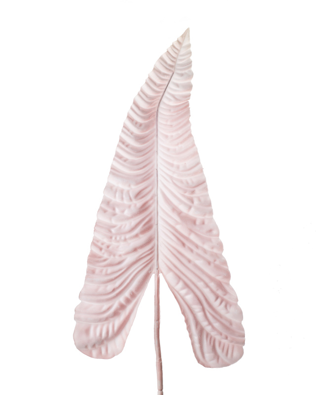 7143/0030-13/1 Лист Каладиума искусственный, розовый, гигант h 107 см (67+43)