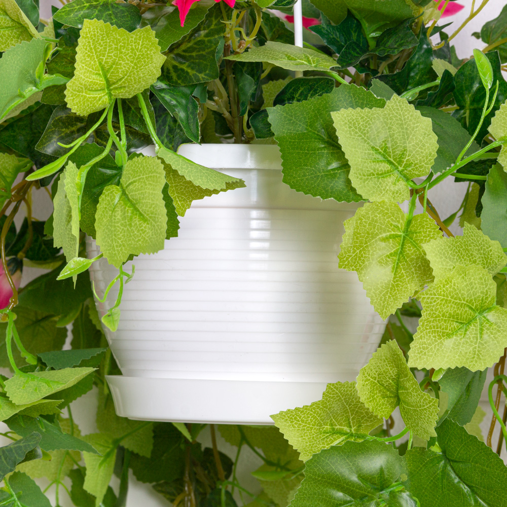 К450(з)(F) Композиция искусственная цветочная с петунией розовой в подвесном кашпо d15см_2