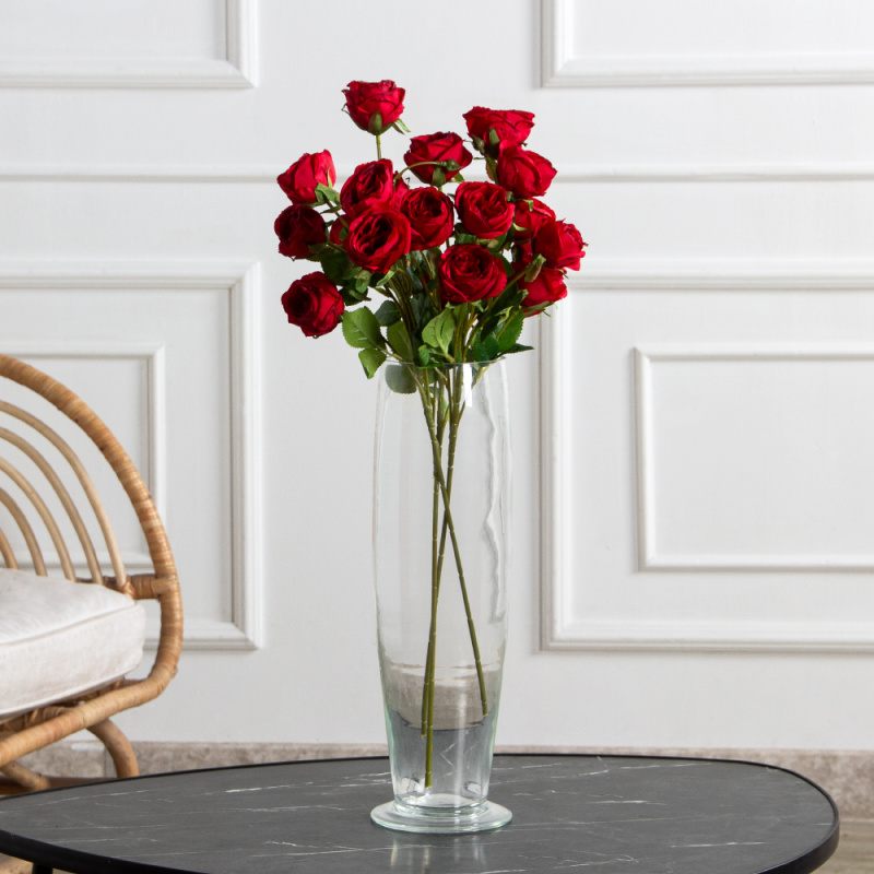 7141А/9122-0350/2(F) Роза кустовая искусственная h55см 7голов,красная_1