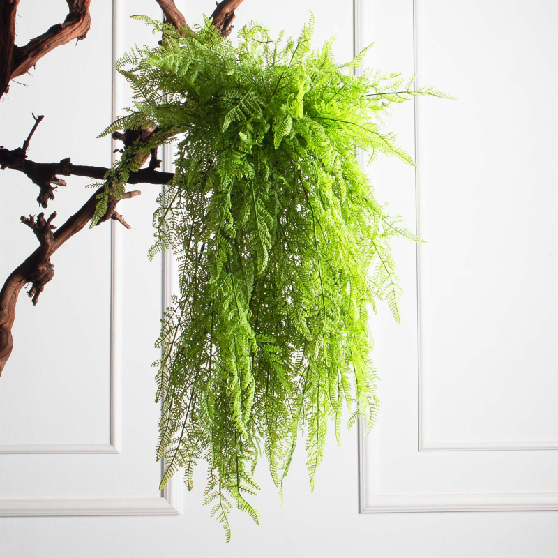 КС96(F) Папоротник Даваллия искусственная ампельная в кашпо_1