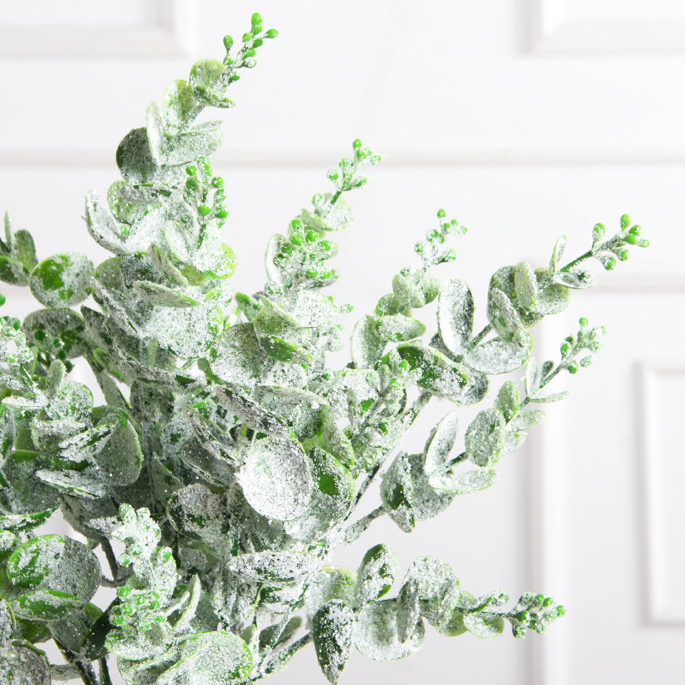 736А/0424-12(F) Самшит искусств. крупный Эвкалипт НГ заснеженный с блёстками 5частей, h38см(30+8)_4