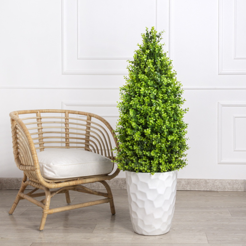 СК110/228-1(з)(Пр) Самшит искусственный конус Эвкалипт в кашпо h110см