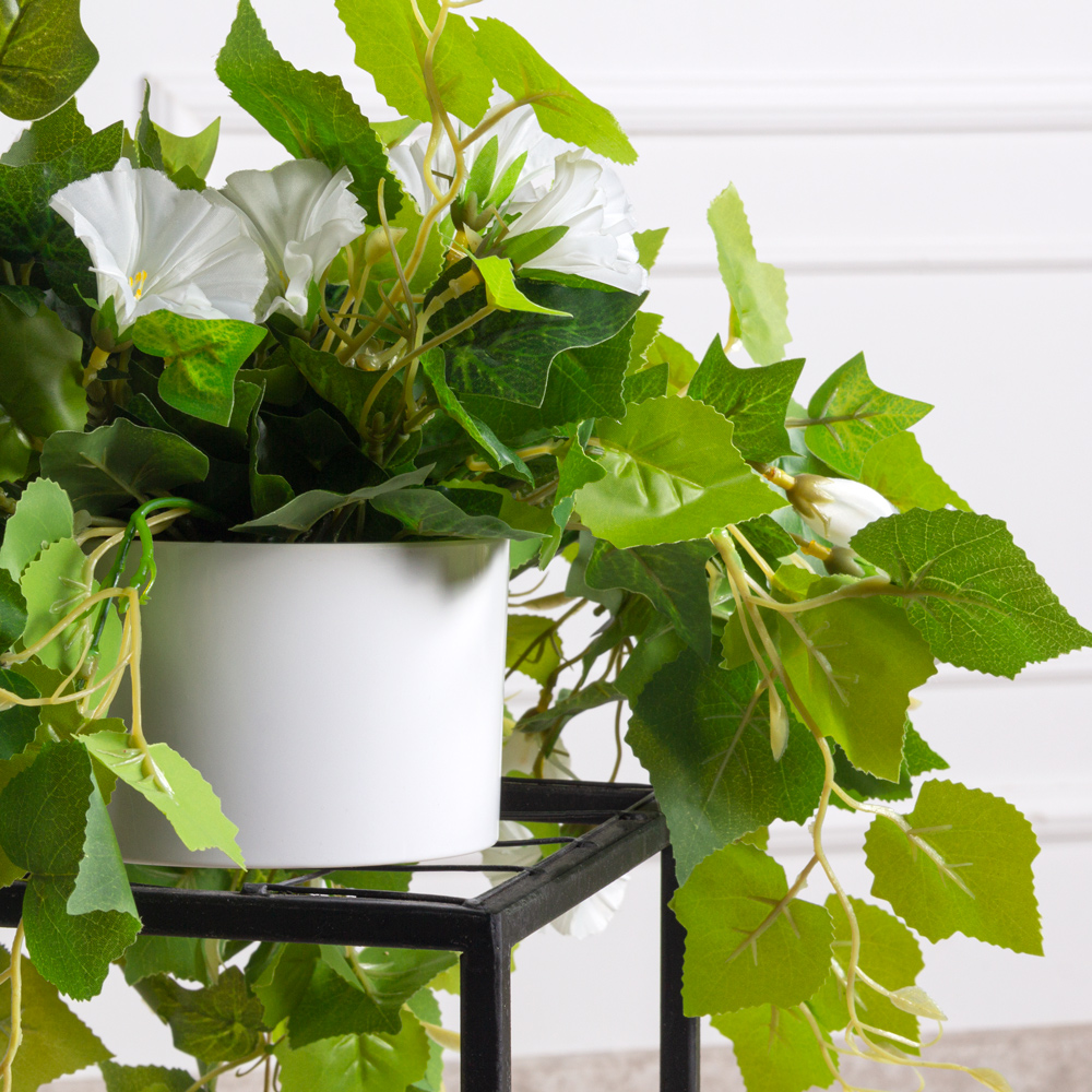 К450-2(з) Композиция искусственная цветочная с петунией белой в кашпо d12см_3