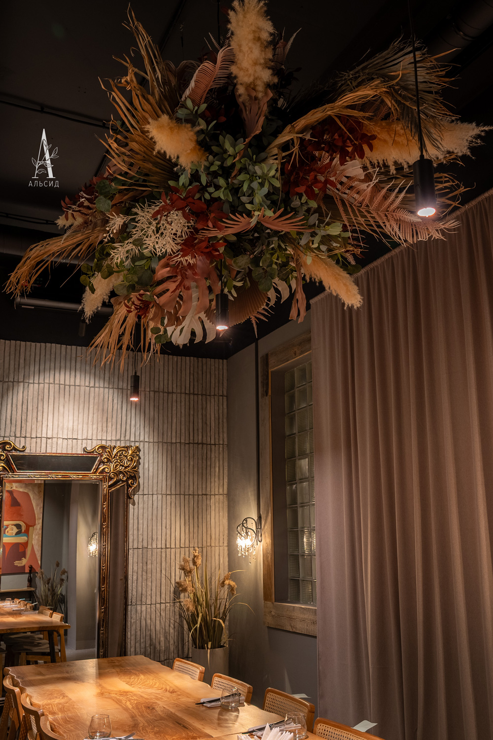 КЗ/47-1(з)(Пр)(F) Композиция искусственная с сухоцветами подвесная, 250х130см_11