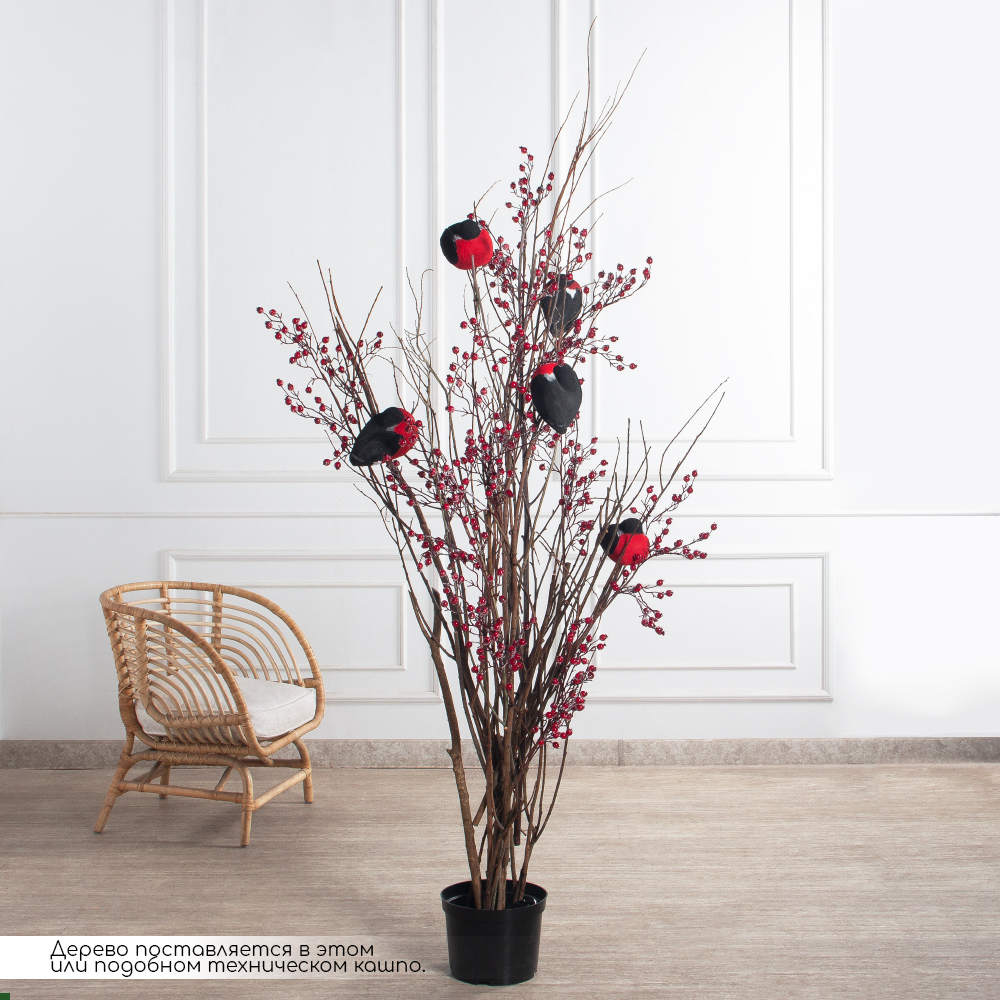 200/РН/647(Пр)(F) Дерево искусственное со снегирями h200см_2