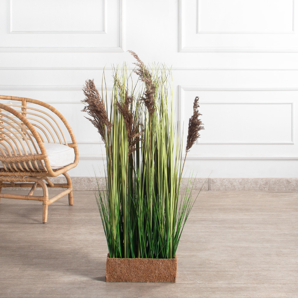 ТД068-4(з)(F) Трава искусственная Осока h80-100см в кокосовом боксе 30х10х10см_2