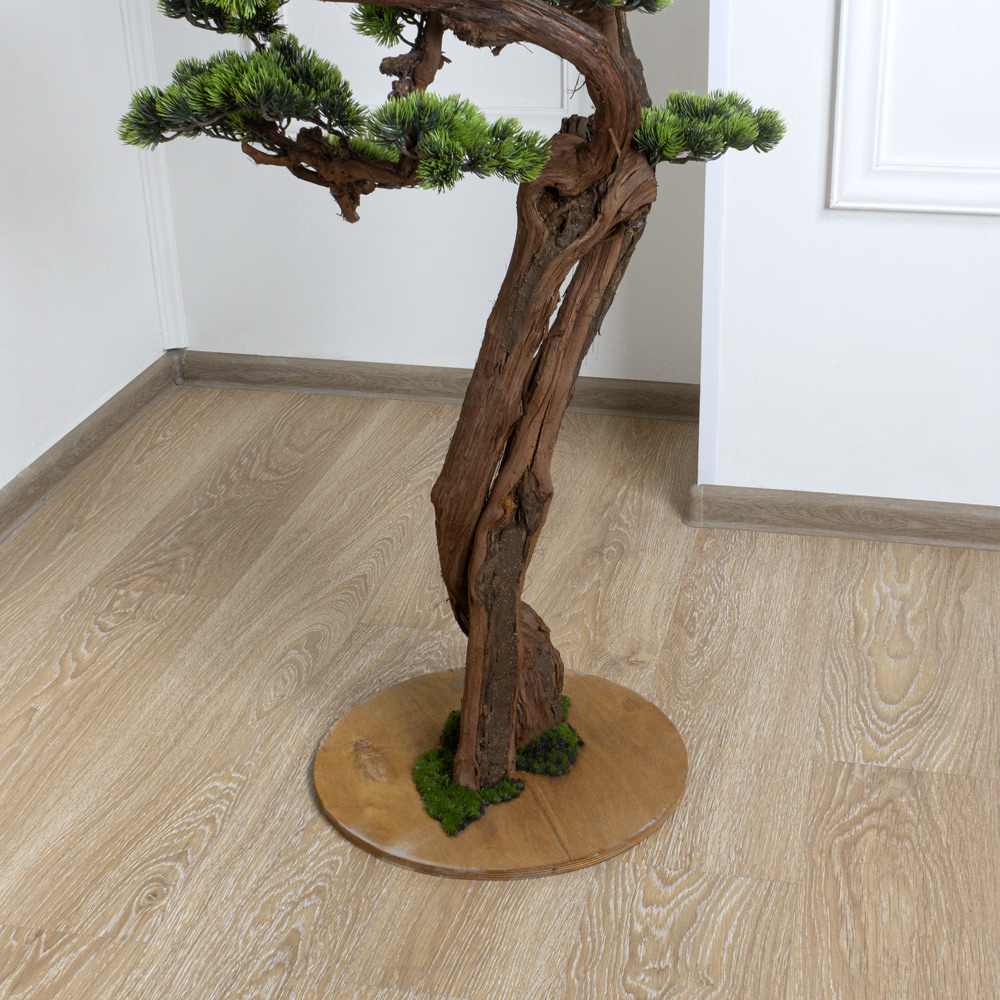 БС200/ОС/30(з) Сосна бонсай искусственная h200см (пластик) на основании, зеленая_4