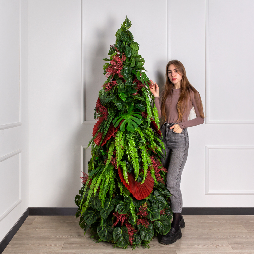 К460-1(з) Композиция искусственная Елка из Тропических растений h200см_3