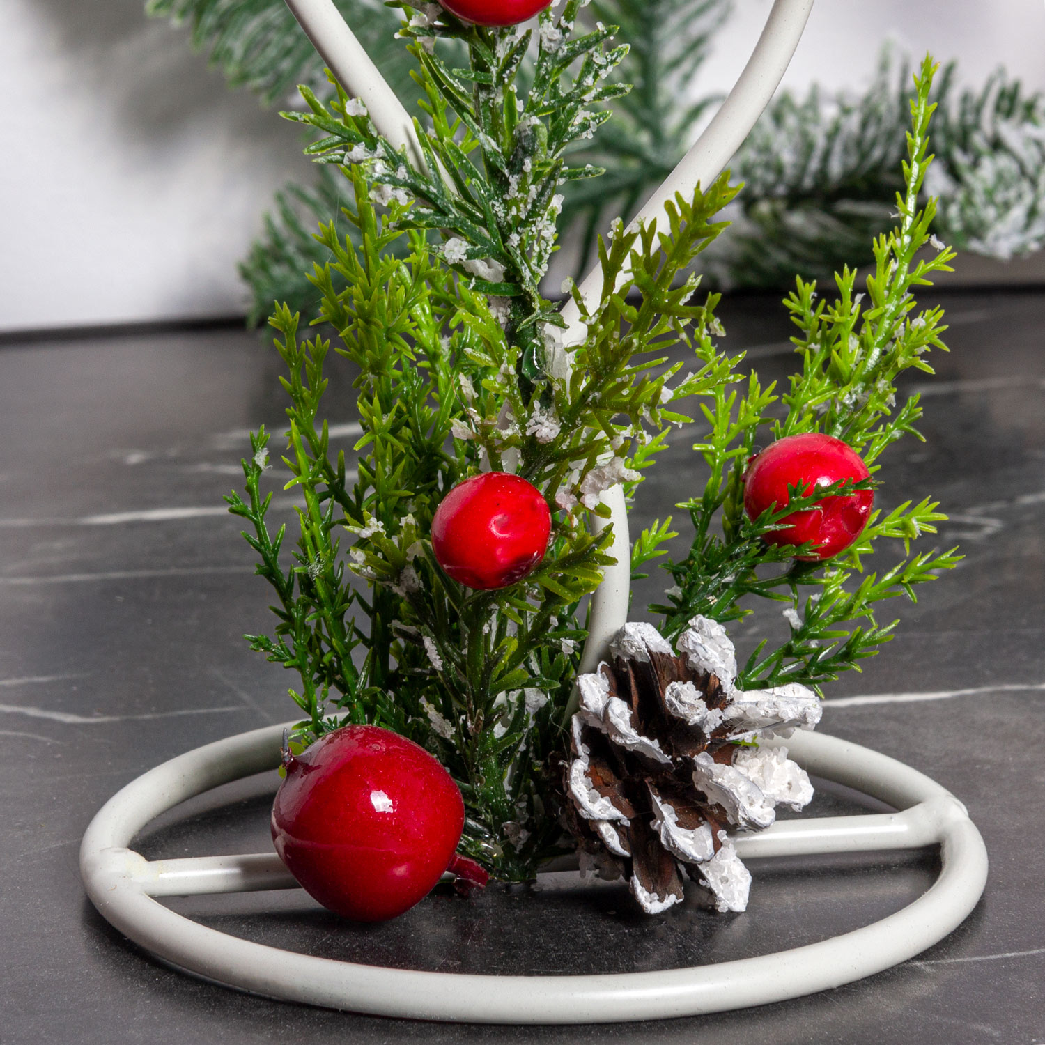 808/024-3(Sale) Подсвечник новогодний с декором на 2 свечи, белый_3