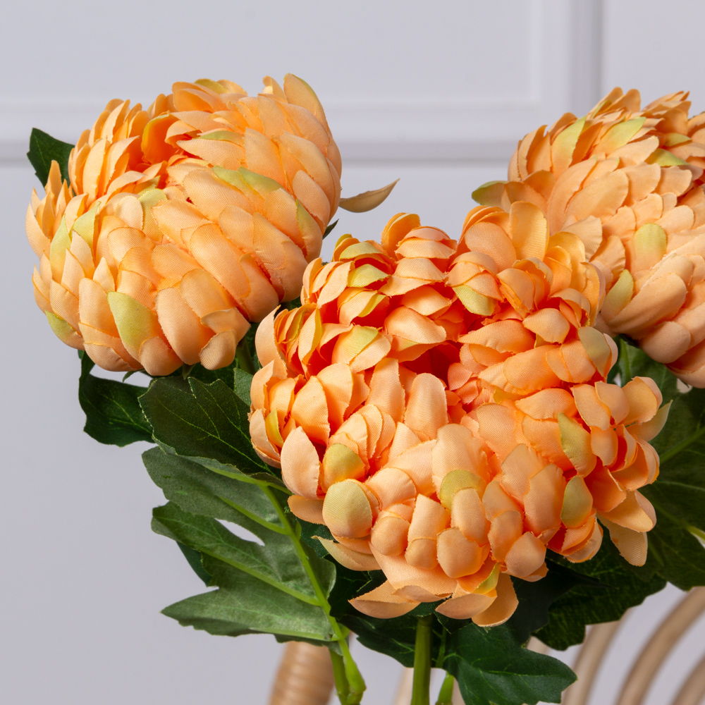 7141А/0443-19/13 Хризантема искусственная 1 голова d11см, h47см, персик._2