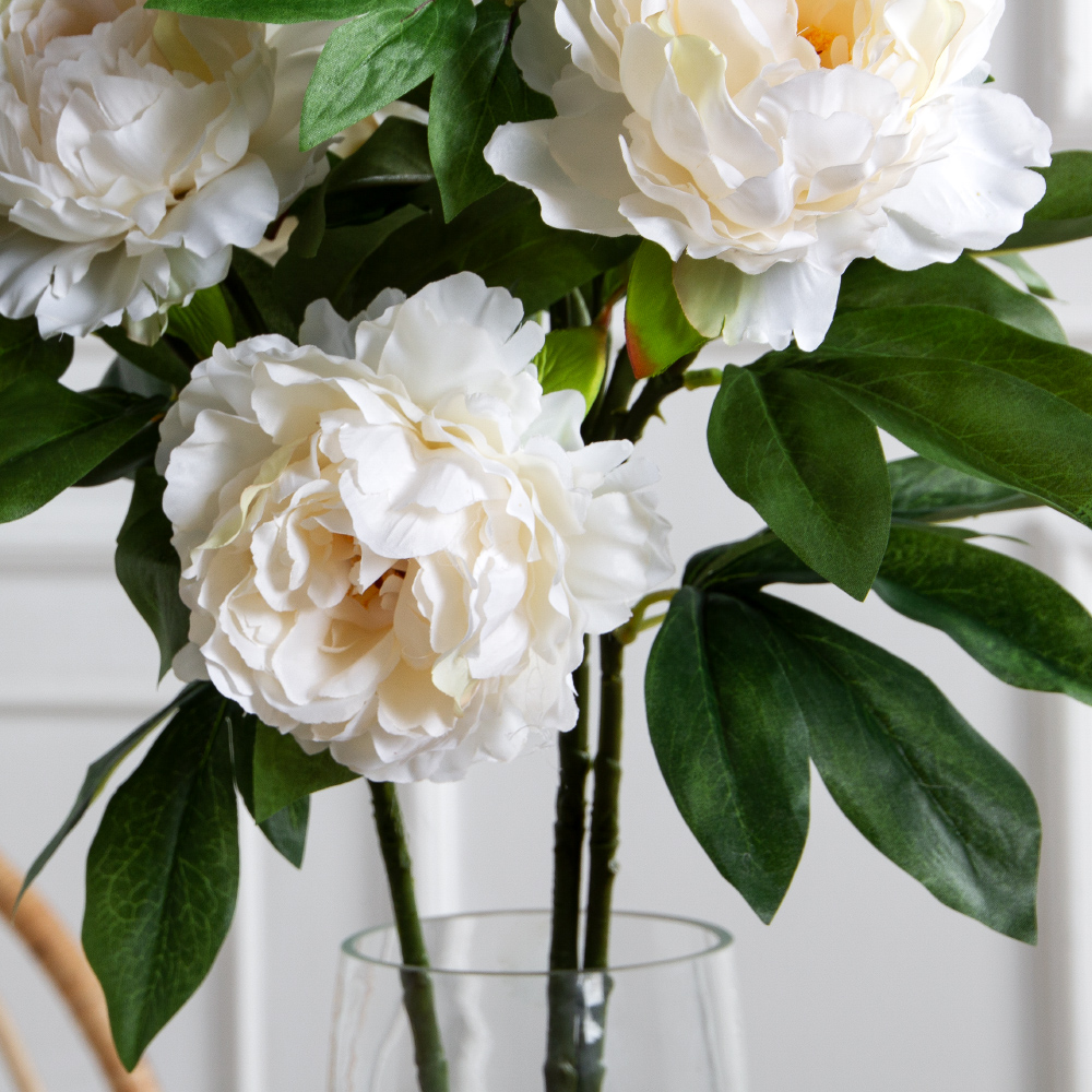 7141А/9122-0346/4(F) Пион искусственный h77см 2головы 1бутон,кремовый_2