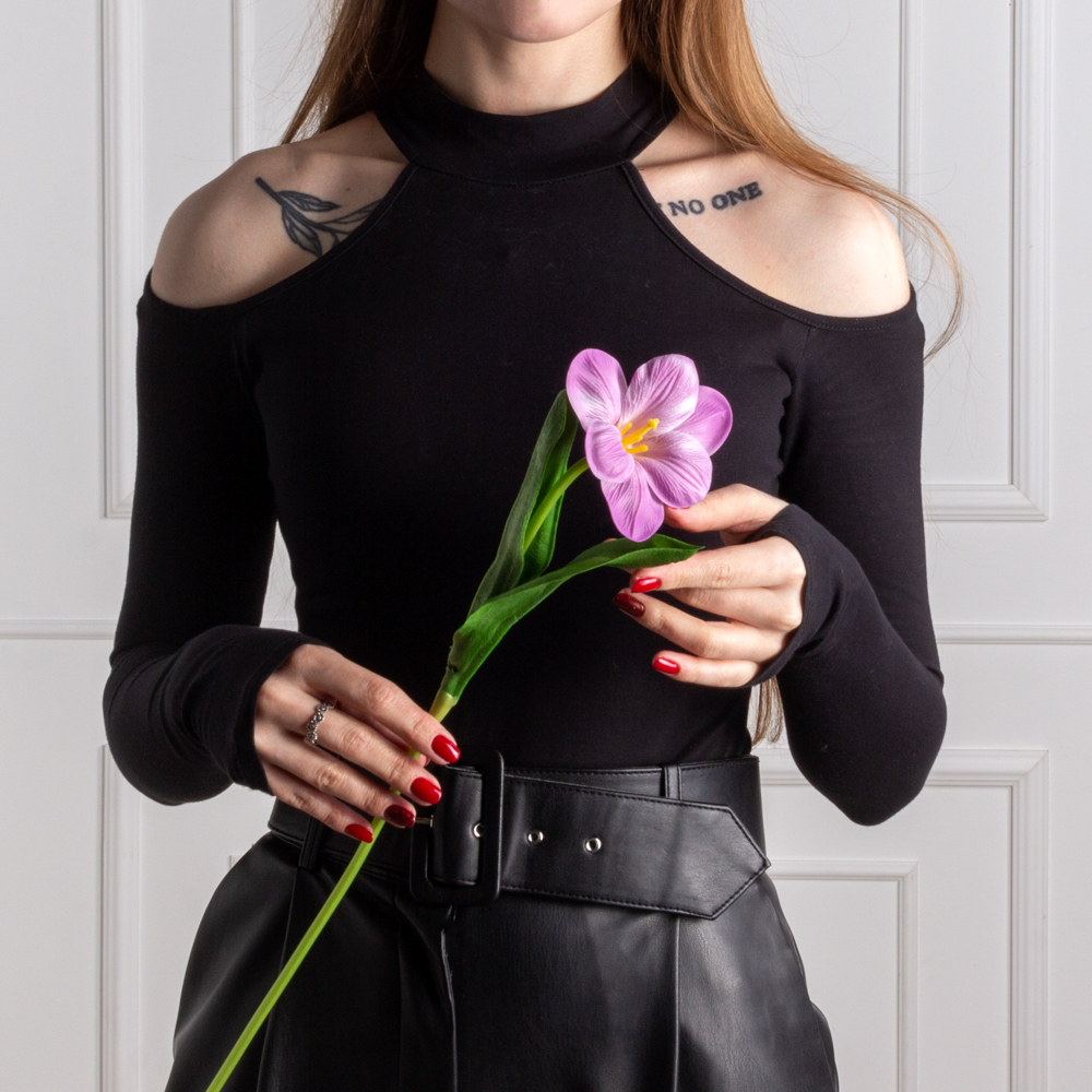 7141А/0443-02/8Р Тюльпан распустившийся искусственный d8см, h50см, сиреневый_4