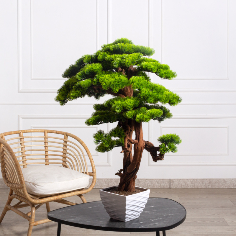 БС090/ОС/30(F) Бонсай искусственный Сосна h90см в интерьерном кашпо