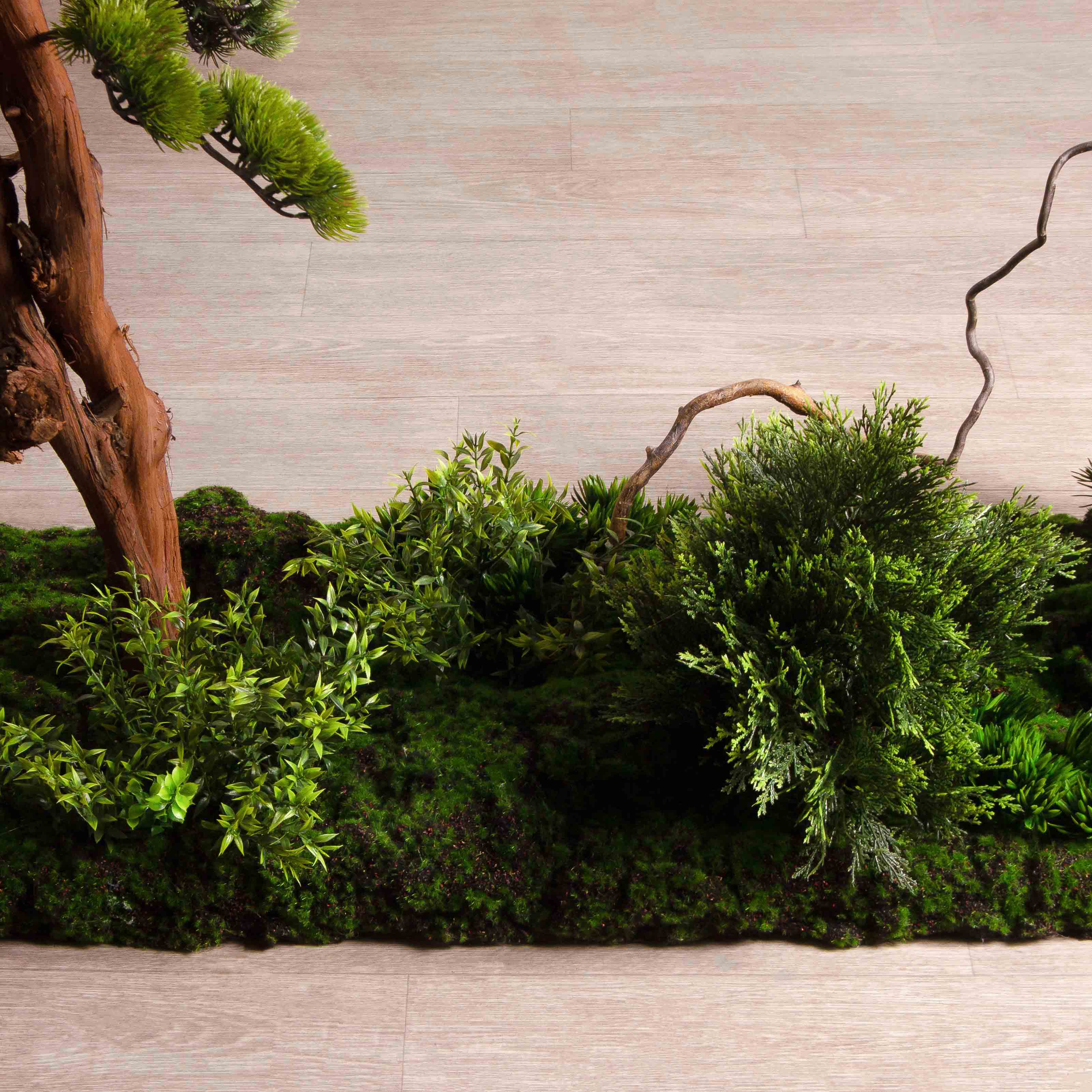 БС180/ОС/30-1(з)(F) Композиция искусственная с сосной h180см, h115см на основании 390х46см_6